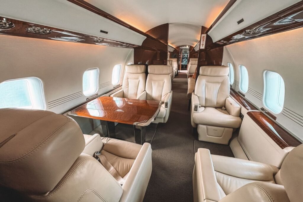 private jet internal cream furnishing