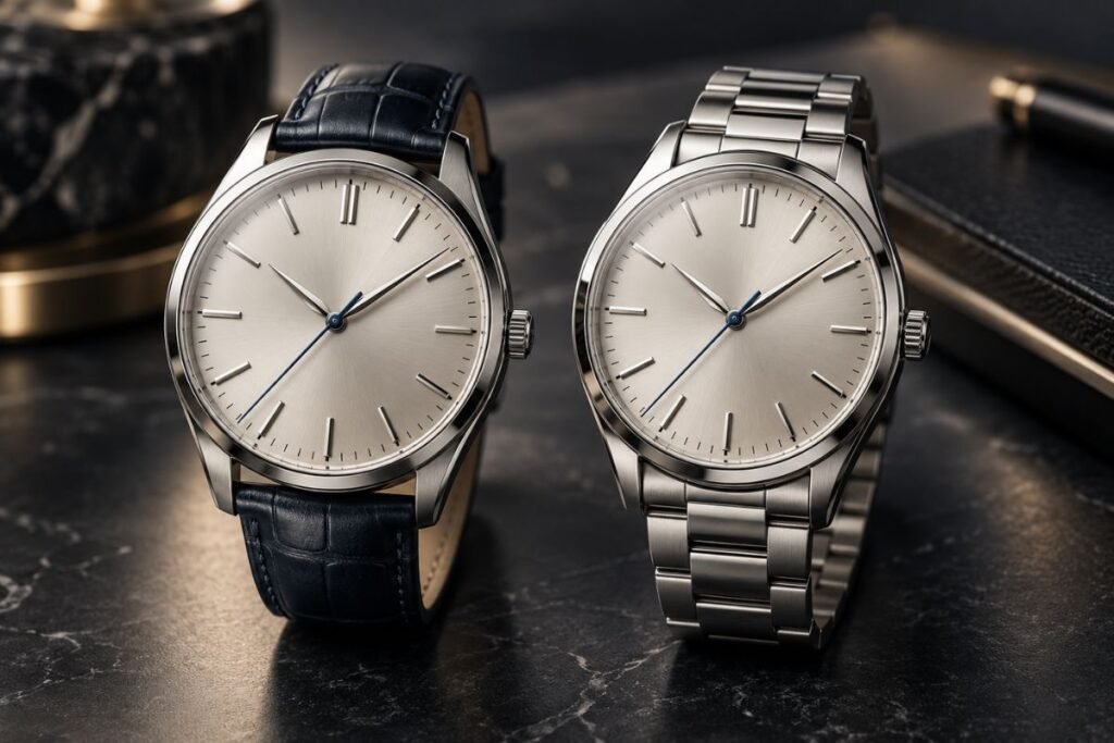 - Automatic and quartz watches side by side for comparison