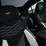 Bentley Torcal interior showing black and white leather seats with diamond-pattern detailing and embroidered Bentley emblems.