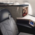 Close-up of the redesigned British Airways Club Suite with new storage and finishes