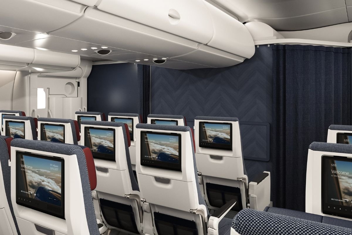 British Airways redesigned World Traveller economy cabin on the Airbus A380