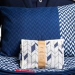British Airways First navy sleepwear featuring the airline's bespoke tartan