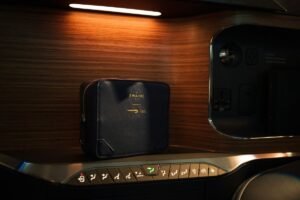 British Airways First amenity kit by Swaine with Wildsmith skincare products