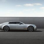 Side profile of the Jaguar Type 01 showing its long bonnet and grand touring proportions